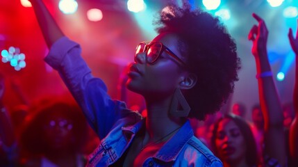 Canvas Print - Woman Enjoying the Nightclub Scene