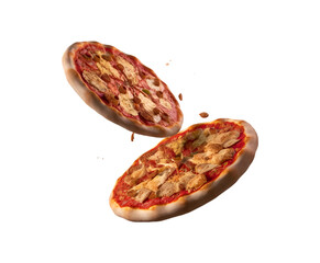 Wall Mural - Freshly Two Tasty Hot Pizza Front View on transparent background Ai generative.