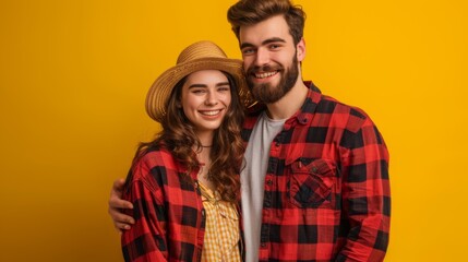 Canvas Print - A Cheerful Couple Embracing Happily