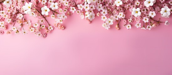 Aufkleber - Floral beautiful pastel pink background Colorful small flowers Flowers Gypsophila Copy space