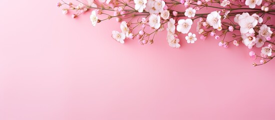 Aufkleber - Floral beautiful pastel pink background Colorful small flowers Flowers Gypsophila Copy space