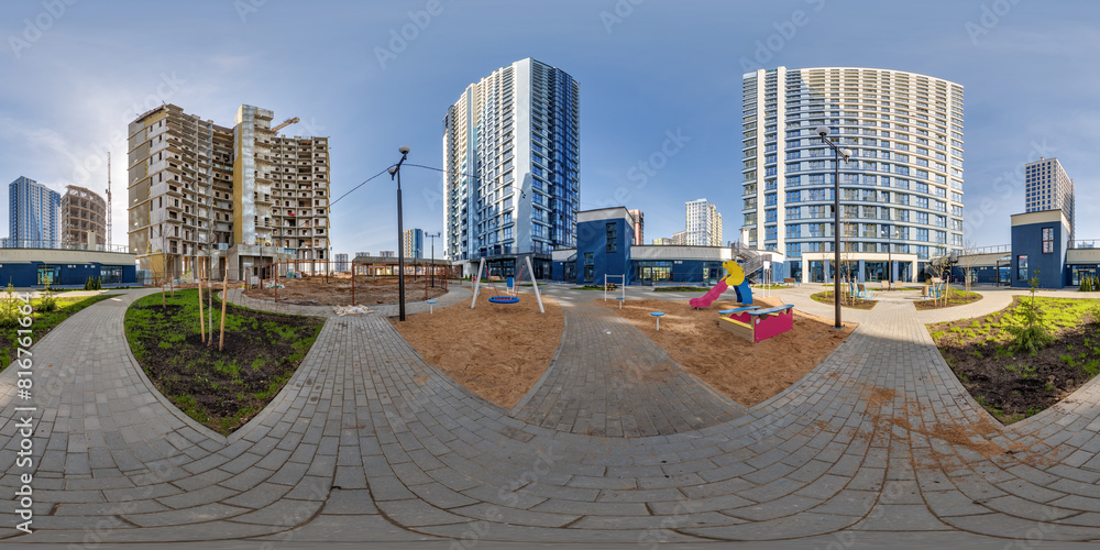 hdri 360 panorama near new with skyscrapers and residential complex ...