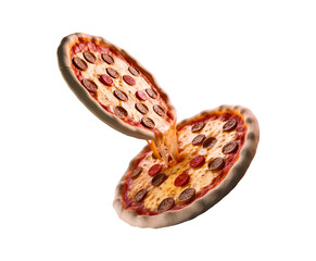 Wall Mural - Freshly Two Tasty Hot Pizza Front View on transparent background Ai generative.