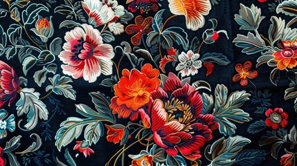 Wall Mural - Floral Design on Textile Material