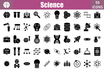 Canvas Print - Science Icons Set. Editable Stroke. Pixel Perfect