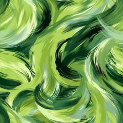 Wall Mural - Vibrant Green Abstract Swirls Modern Art Background