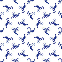 Sticker - seamless pattern with blue flowers