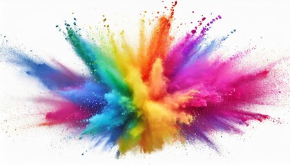 Canvas Print - Rainbow holy powder explosion isolated on white background, clipping