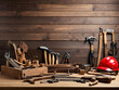 instruments of carpenters on a wooden table Labor Day and the importance of workers' design.