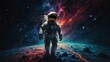 Photorealistic astronaut with stunning cosmic space background