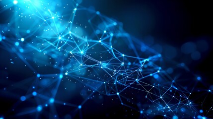 Wall Mural - abstract network connections in blue tones. digital data visualization. futuristic technology backgr