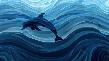 Wall Mural - A dolphin is swimming in the ocean