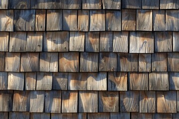 Sticker - Detailed view of a wooden shingled roof, suitable for architectural projects