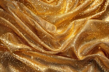 Wall Mural - A detailed close up of shiny gold fabric. Perfect for luxury and glamour concepts