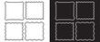 © Vector Vista - Square frames with wavy edges. Zigzag wavy border set. Doodle wave square curve edge frame. Picture or empty photo frames. Doodle brush hand drawn square and circle picture frame. Vector illustration.