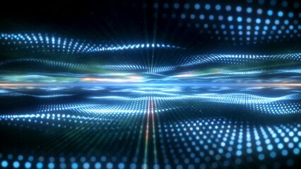 Wall Mural - Flight through a field of glowing particles.