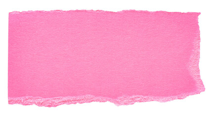 Wall Mural - Isolated cut out torn piece of blank pink paper note cardboard with texture and copy space for text on white or transparent background
