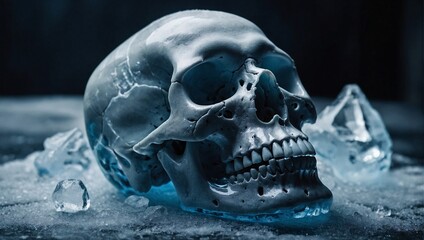 Wall Mural - Frozen human skull