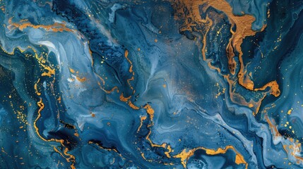 Wall Mural - abstract art background in shades of blue and gold