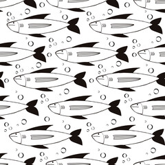 Wall Mural - Seamless pattern with fishes