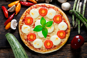 Sticker - Pizza Margherita made with Tomatoes, Mozzarella