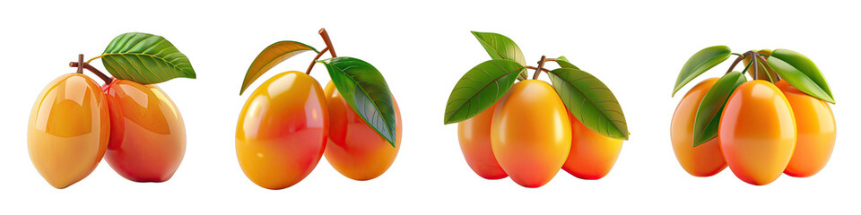 Wall Mural - Soft Smooth Mangoes Hyperrealistic Highly Detailed Isolated On Transparent Background Png File