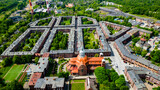 Katowice zabytkowa dzielnica Nikiszowiec z lotu ptaka