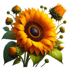 Wall Mural - sunflower isolated on white background