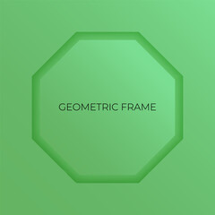Wall Mural - Green octagon 3d background. Modern minimal geometric frame design. Top view scene