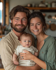 A man and a woman are holding a baby