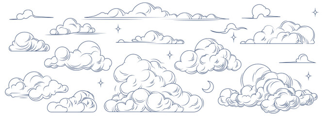 Sticker - Cloud drawing Hand drawn set