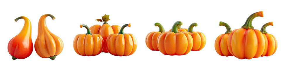 Wall Mural - Soft Smooth Pumpkins Hyperrealistic Highly Detailed Isolated On Transparent Background Png File