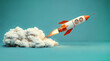 © Christian Müller - startup concept with starting rocket, graphic illustration