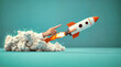 © Christian Müller - startup concept with starting rocket, graphic illustration