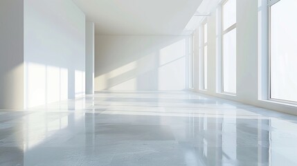 Wall Mural - An empty interior room with white walls, daylight through the windows.