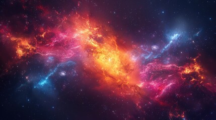 Wall Mural - An abstract background of the universe with bright blue and purple cosmic stars and nebulae. A colorful view of the space horizon