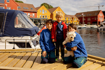 Wall Mural - Beautiful town Kristiansand in Norway, family visiting Norway for summer vacation