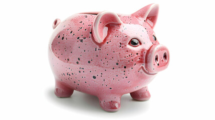 A pink piggy bank isolated on white background symbolizing savings, financial planning, and money management. Perfect for finance, banking, or savings themed content. Photo realist