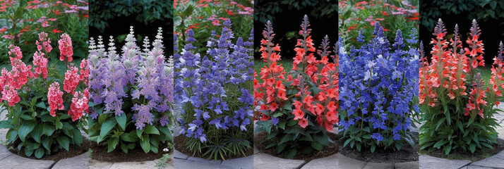 Canvas Print - Various vibrant flowers of different colors, shapes, and sizes are blooming in a well-maintained garden under the sunlight