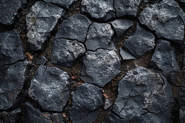 Aufkleber - Detailed view of a black rock in focus, showcasing its texture and features