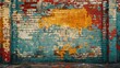 © Claudine - brick wall with a piece of street art that has been weathered and faded over time, adding a sense of nostalgia and history to the artwork.illustration