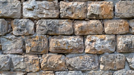 Wall Mural - Ancient stone wall of an 18th century castle or fortress with weathered and cracked bricks in close up view