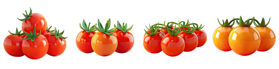 Wall Mural - Soft Smooth Tomatoes Hyperrealistic Highly Detailed Isolated On Transparent Background Png File