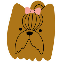 Wall Mural - Yorkshire Terrier head cute, png illustration.