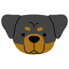 Wall Mural - Rottweiler head cute, png illustration.