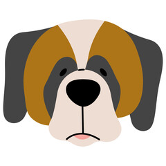 Wall Mural - Saint Bernard head cute, png illustration.