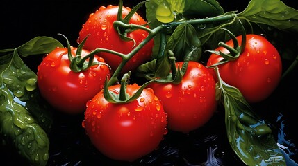 Wall Mural - Vibrant Freshness: Realistic Scene Featuring a Close-Up of a Tomato