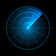 © WinWin - Digital radar screen. Futuristic sonar interface, navigation control monitor high-tech military target tracker or air traffic radar scanner display vector illustration