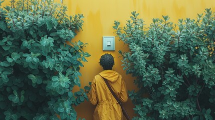 Wall Mural - environment care, an image of a community garden with people tending to plants and vegetables. illus