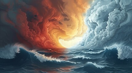 Wall Mural - environment concept, an illustration of extreme weather events, such as hurricanes and tornadoes, hi